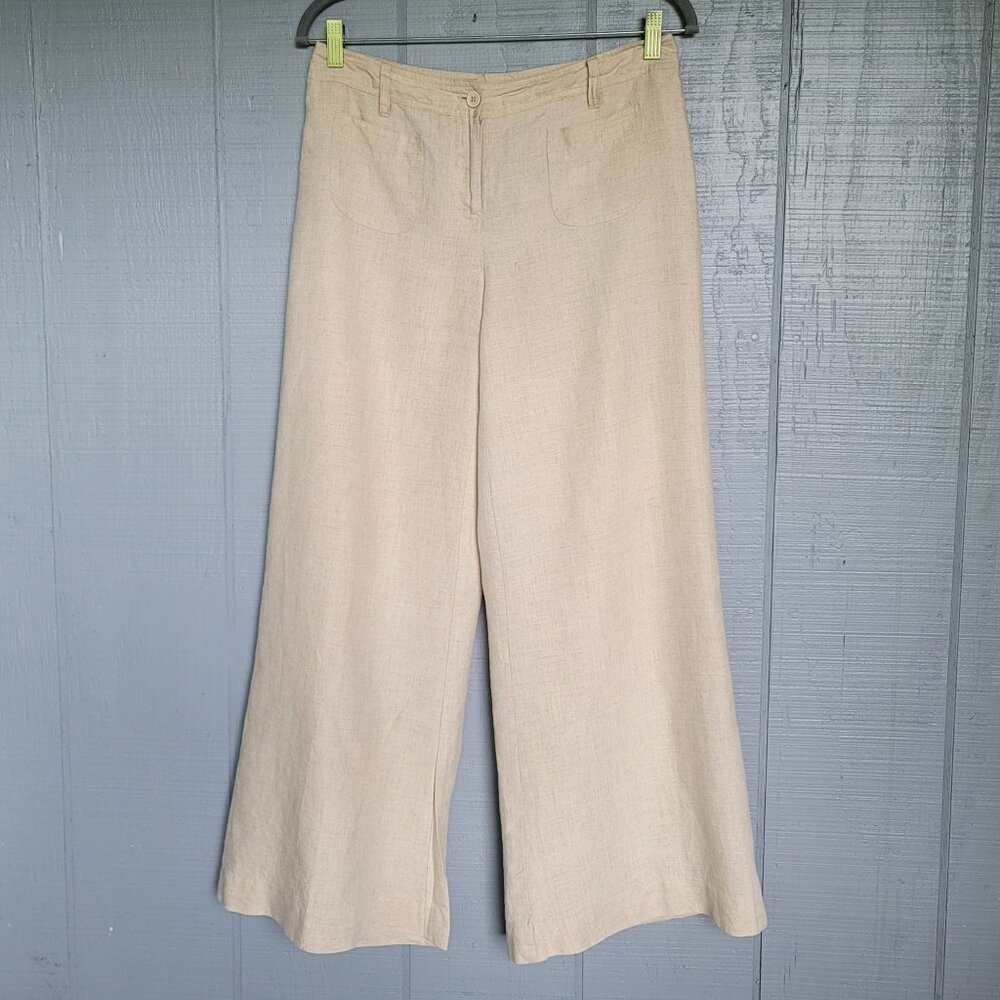 Lucy & Laurel‎ 100% Linen High-Waist Wide Leg Pants With Lining. Size 4